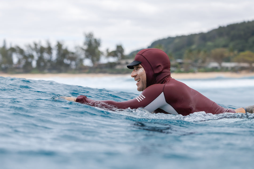 Maroon Carvico Hooded Surf Rashguard