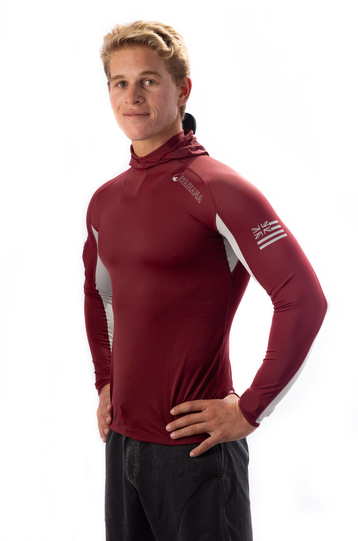 Maroon Carvico Hooded Surf Rashguard