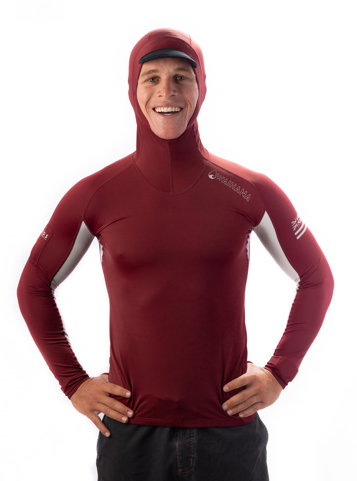 Maroon Carvico Hooded Surf Rashguard