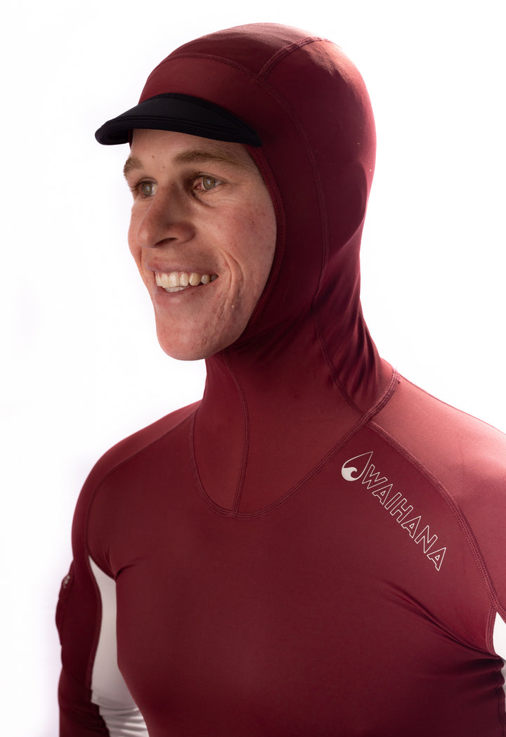 Maroon Carvico Hooded Surf Rashguard