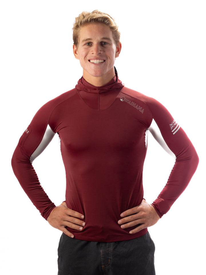 Maroon Carvico Hooded Surf Rashguard