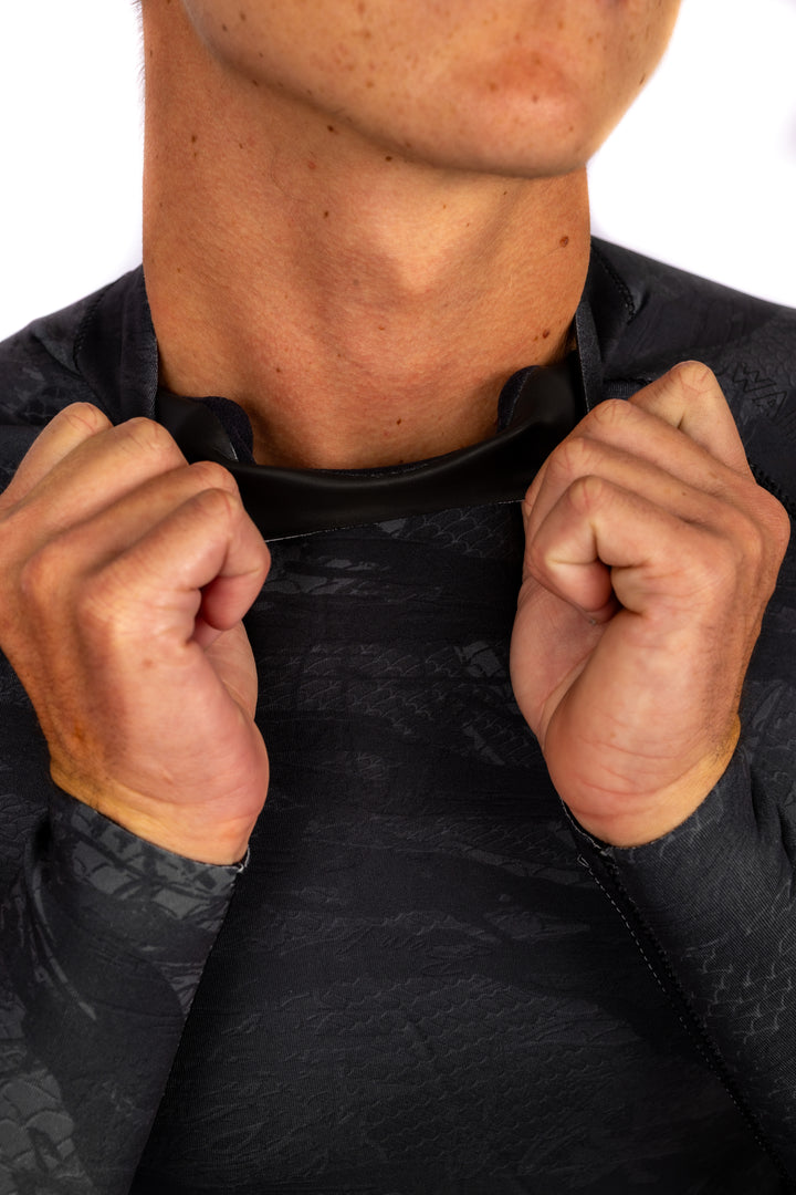 Men's Tropicam Black Rear-zip Surf Top